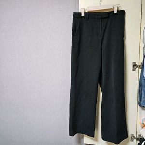 착용컷O무신사 스탠다드 블랙 와이드 슬랙스 기모 바지