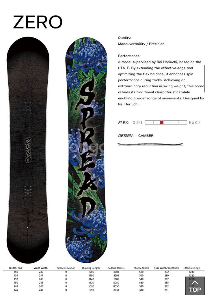 2526 스프레드 제로 스노우 보드 데크 156 (SPREAD ZERO Camber Snowboard)--0