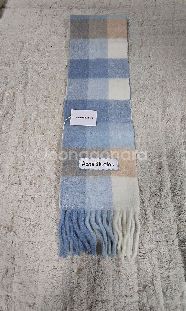 아크네 스튜디오모헤어 파스텔 블루 베이지 머플러 목도리--4