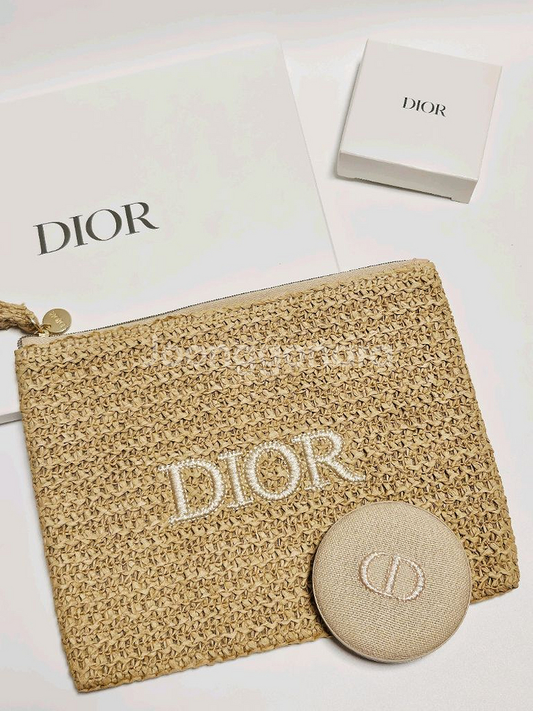 디올 라탄 파우치 + 라탄 거울 세트--0