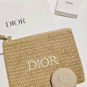 디올 라탄 파우치 + 라탄 거울 세트