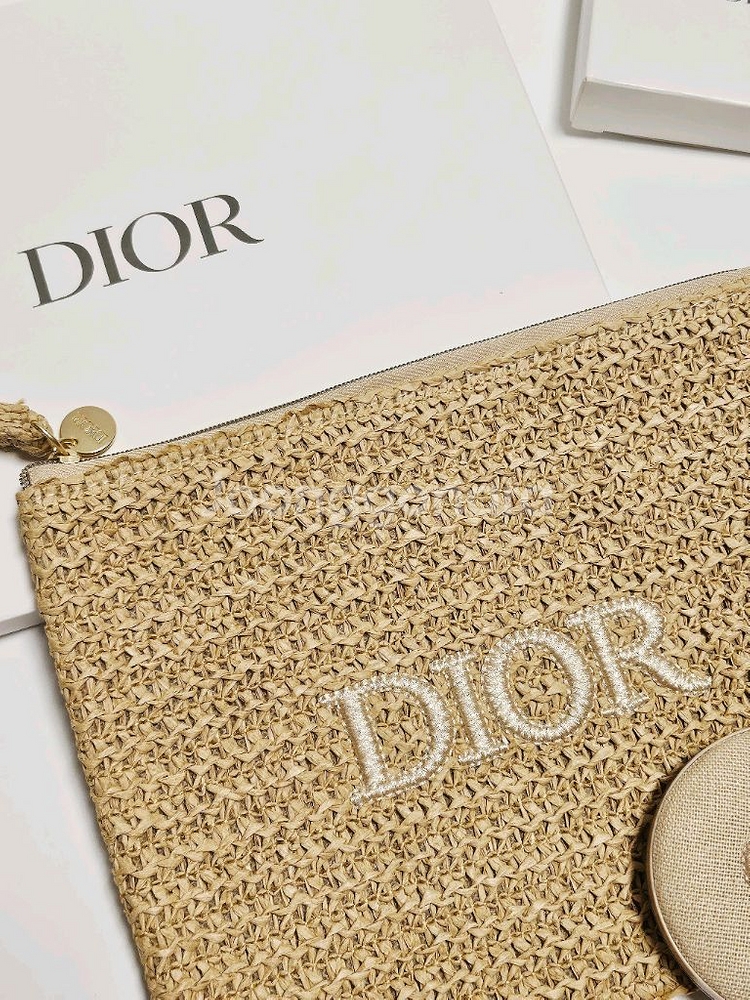 디올 라탄 파우치 + 라탄 거울 세트--1