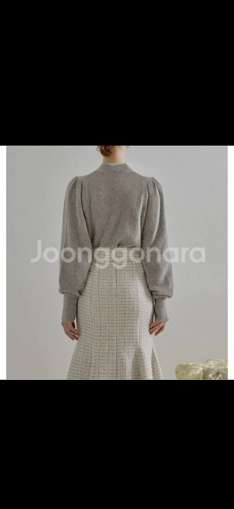 에트몽 퍼프 슬리브 니트 라쿤털니트 그레이니트--2