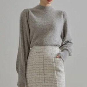 에트몽 퍼프 슬리브 니트 라쿤털니트 그레이니트