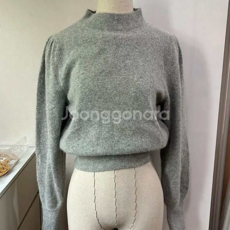 에트몽 퍼프 슬리브 니트 라쿤털니트 그레이니트--6