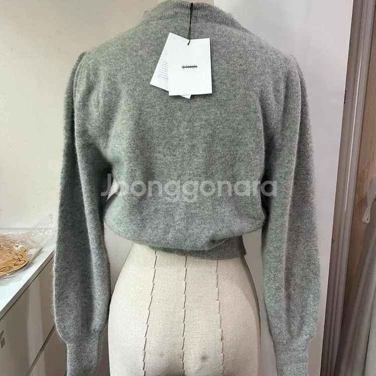 에트몽 퍼프 슬리브 니트 라쿤털니트 그레이니트--7