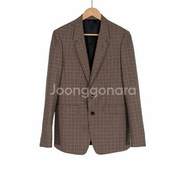 [38] 셀린느 22ss 여성 톰보이 울 깅엄 체크 블레이저 자켓 브라운--0