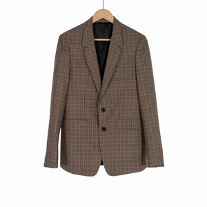 [38] 셀린느 톰보이 울 깅엄 체크 블레이저 자켓 브라운