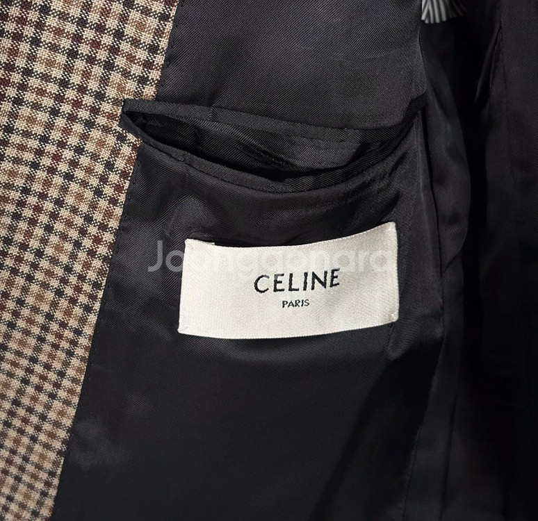 [38] 셀린느 22ss 여성 톰보이 울 깅엄 체크 블레이저 자켓 브라운--4