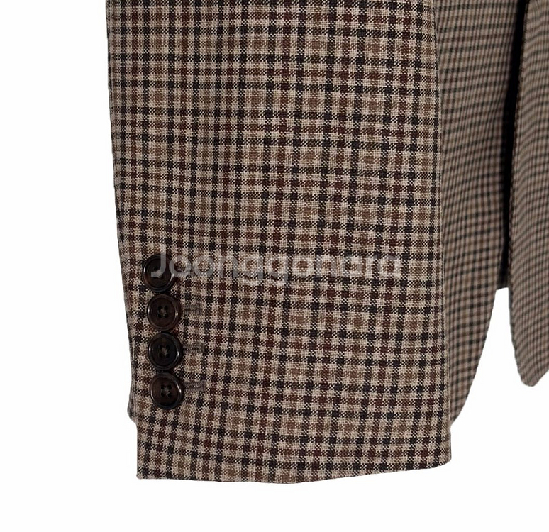 [38] 셀린느 22ss 여성 톰보이 울 깅엄 체크 블레이저 자켓 브라운--3