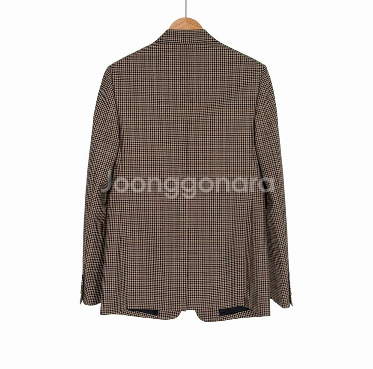 [38] 셀린느 22ss 여성 톰보이 울 깅엄 체크 블레이저 자켓 브라운--1