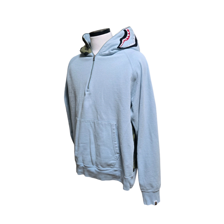 베이프 샤크 쿼터 집업 후드--3