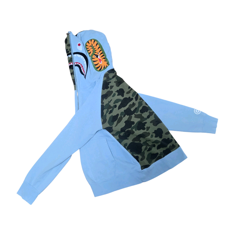 베이프 샤크 쿼터 집업 후드--1