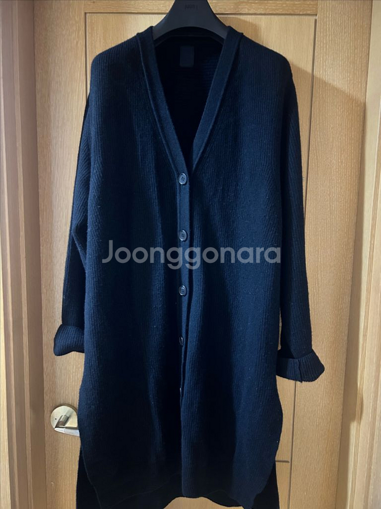 준지 여성 블랙 롱가디건--0