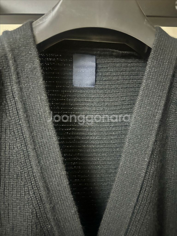 준지 여성 블랙 롱가디건--2