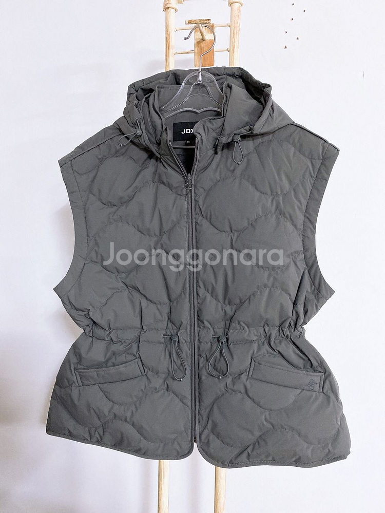 (105)(새옷수준)JDX골프여자빅사이즈오리털허리라인후드패딩조끼--0