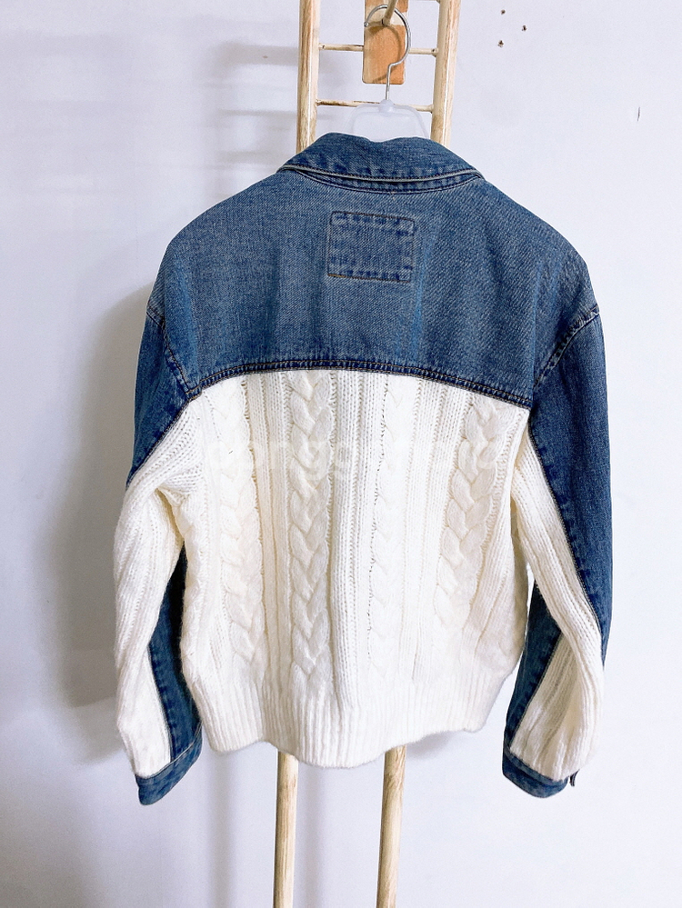 (프리사이즈)게스여자꽈배기니트크롭숏데님자켓--3