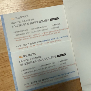 KB 소노호텔&리조트 워터파크 입장교환권 (오션월드 등) 2매 4인