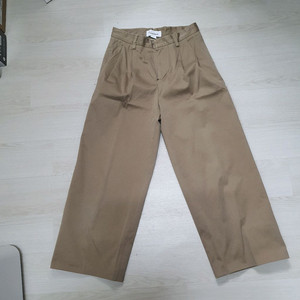 핀턱 와이드 팬츠 S 베이지 캐주얼 면바지 슬랙스