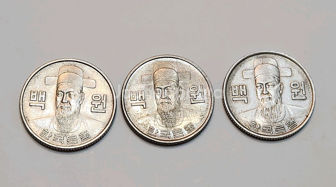 옛날동전, 74,78,79년 상태 좋은 100원 3점 일괄--1