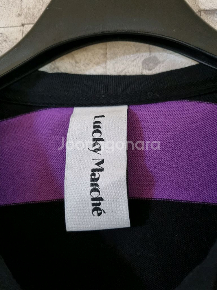 럭키마르쉐 스트라이프 크롭 폴로셔츠--2