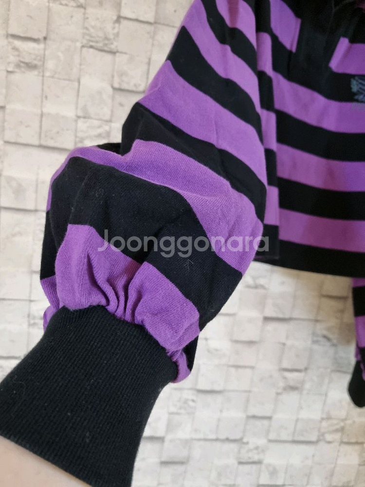 럭키마르쉐 스트라이프 크롭 폴로셔츠--6