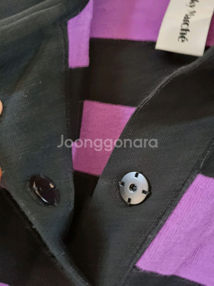 럭키마르쉐 스트라이프 크롭 폴로셔츠--4