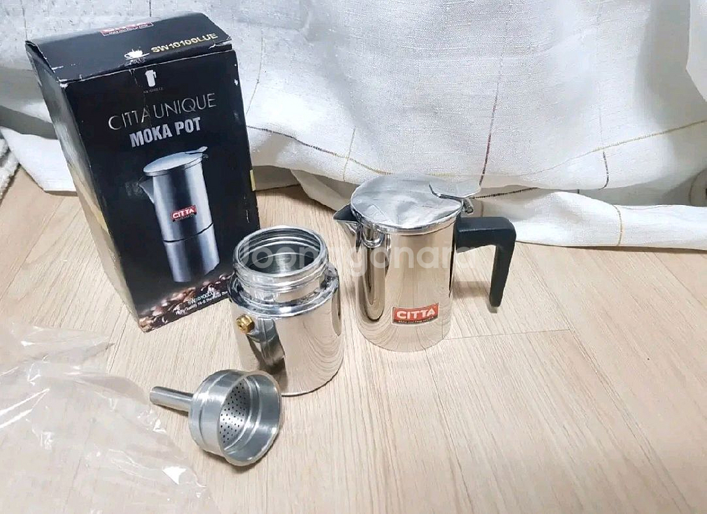 시타(citta) 유니크 스테인레스 모카포트 2인/에스프레소/커피머신--1