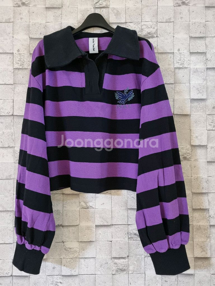 럭키마르쉐 스트라이프 크롭 폴로셔츠--9