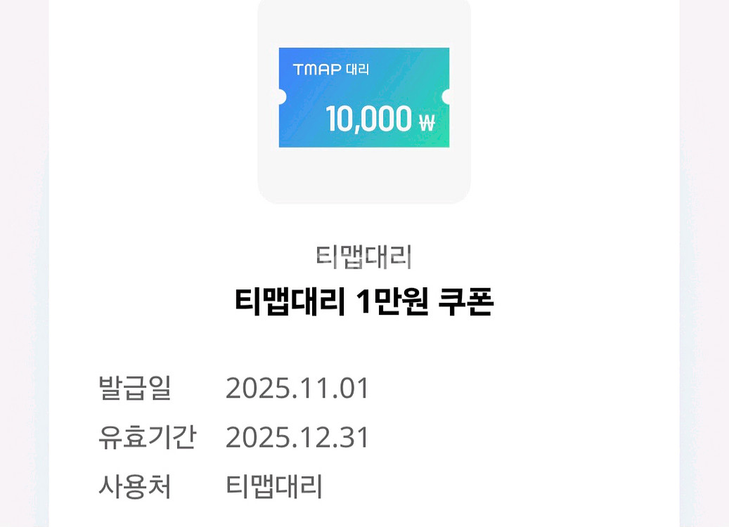 티맵대리 1만원 쿠폰 ㅡ 2900원--0