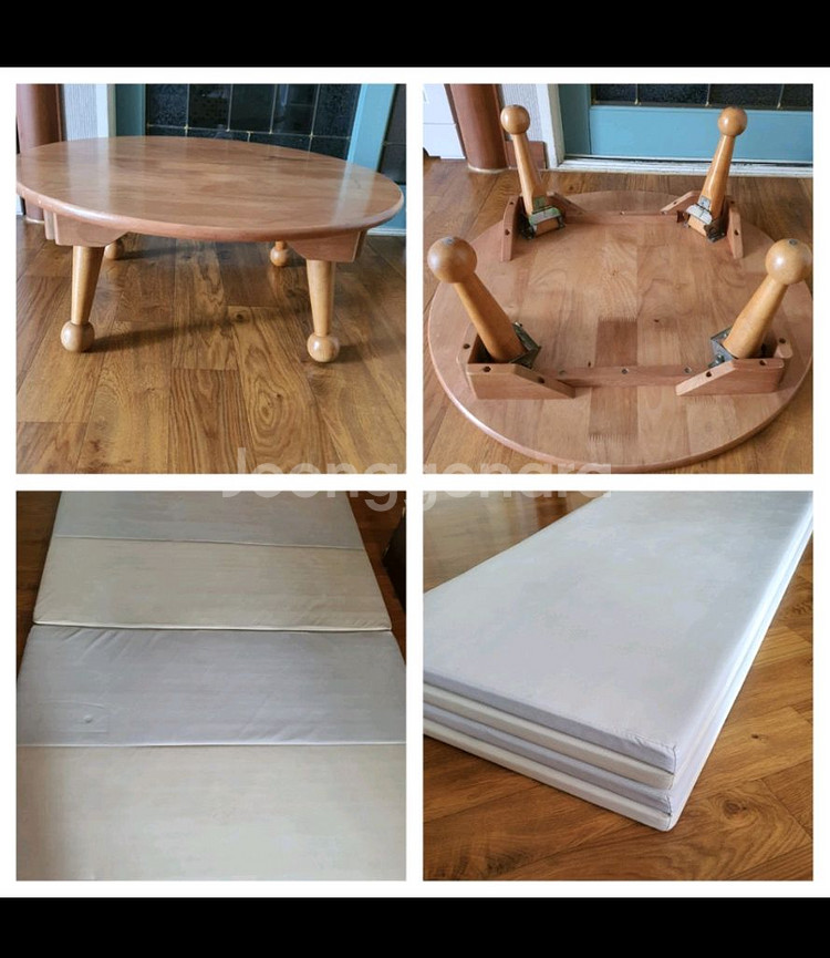 원목둥근접이상겸 다용도테이블 저렴하게 1만6천원+4단접이식매트는덤--0