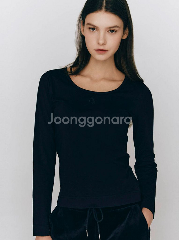 지오다노 자수 스쿱넥 여자 스쿱넥 긴팔 S--0