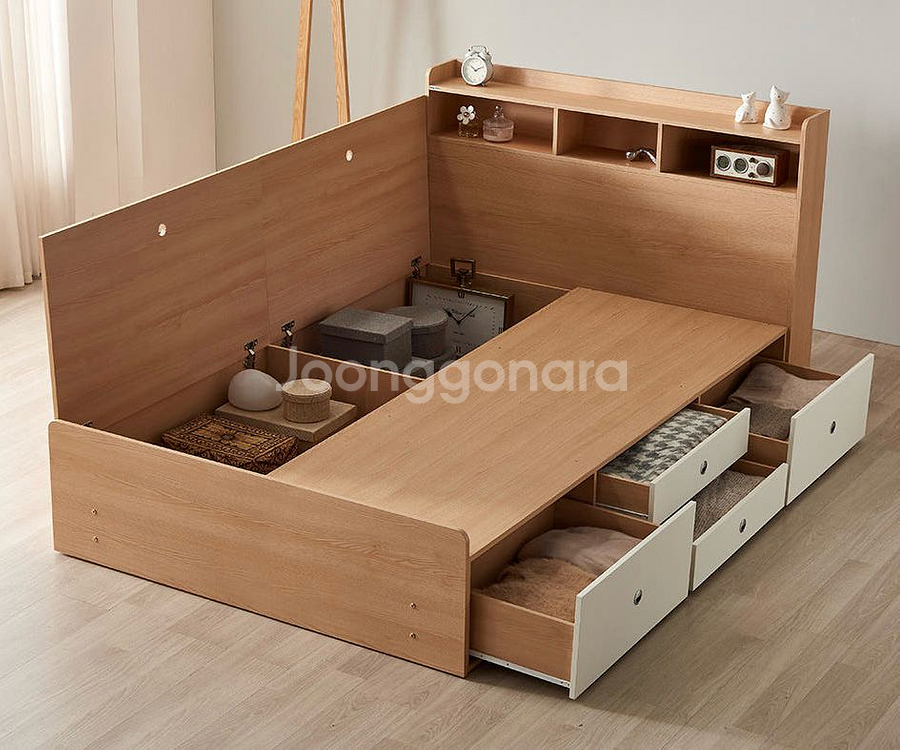 동서가구 원목 수납형 침대 프레임 + 매트리스--1