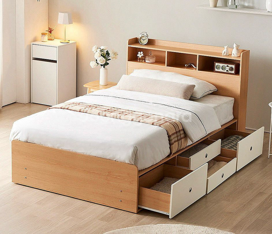 동서가구 원목 수납형 침대 프레임 + 매트리스--0