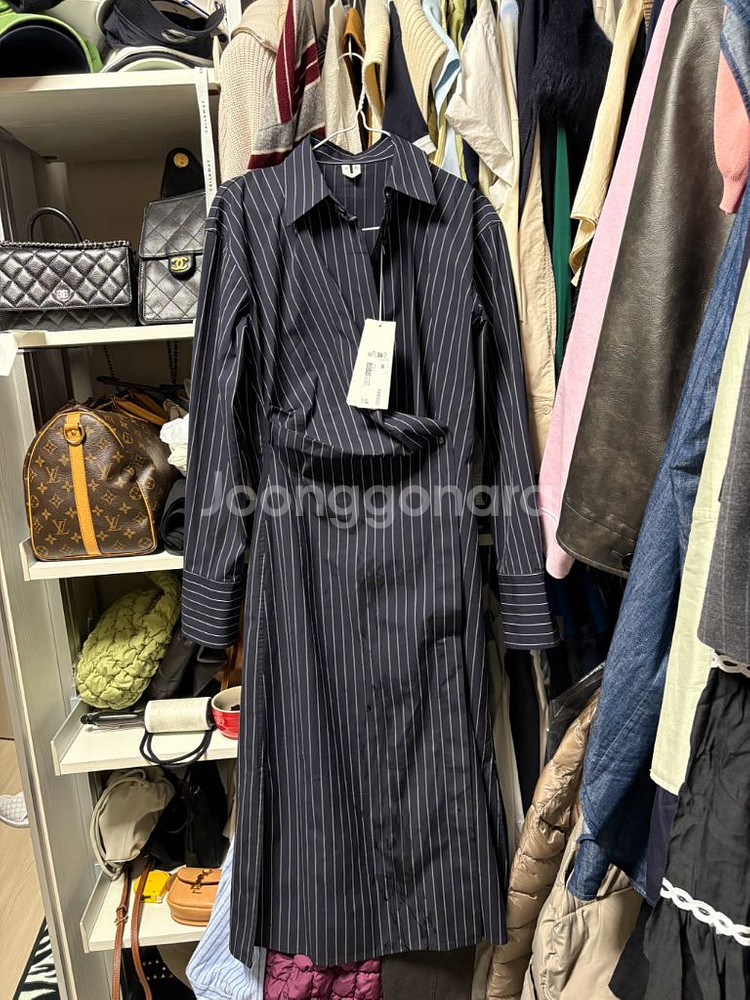 아르켓 스트라이프 랩 셔츠 원피스 34--1