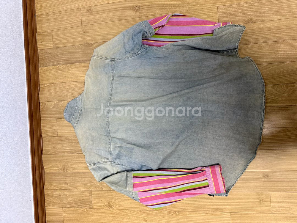 발렌시아가 스트라이프 패치 데님 셔츠--3