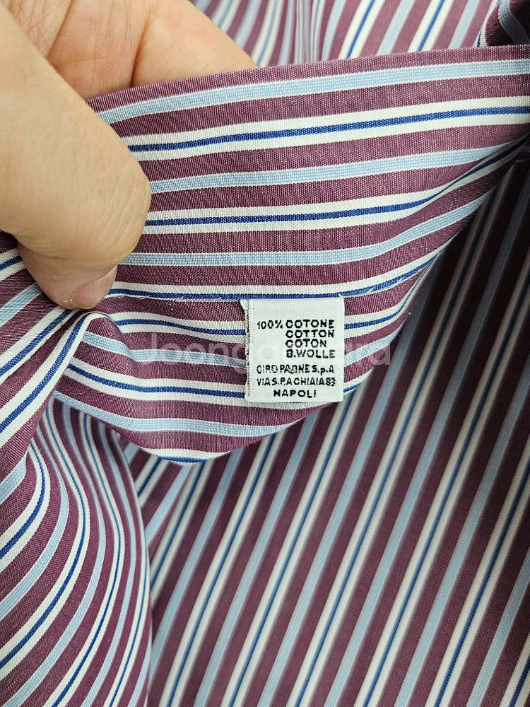 키톤의 버건디 스트라이프 셔츠--5