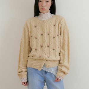 루시르주 플라워 울 니트 가디건