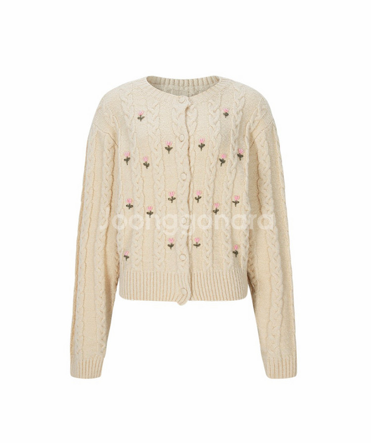 루시르주 플라워 울 니트 가디건--1