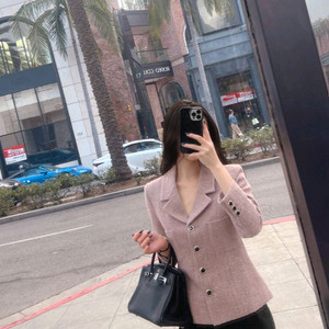 더로랑 이태리 깜포레 핑크 트위드자켓(S)