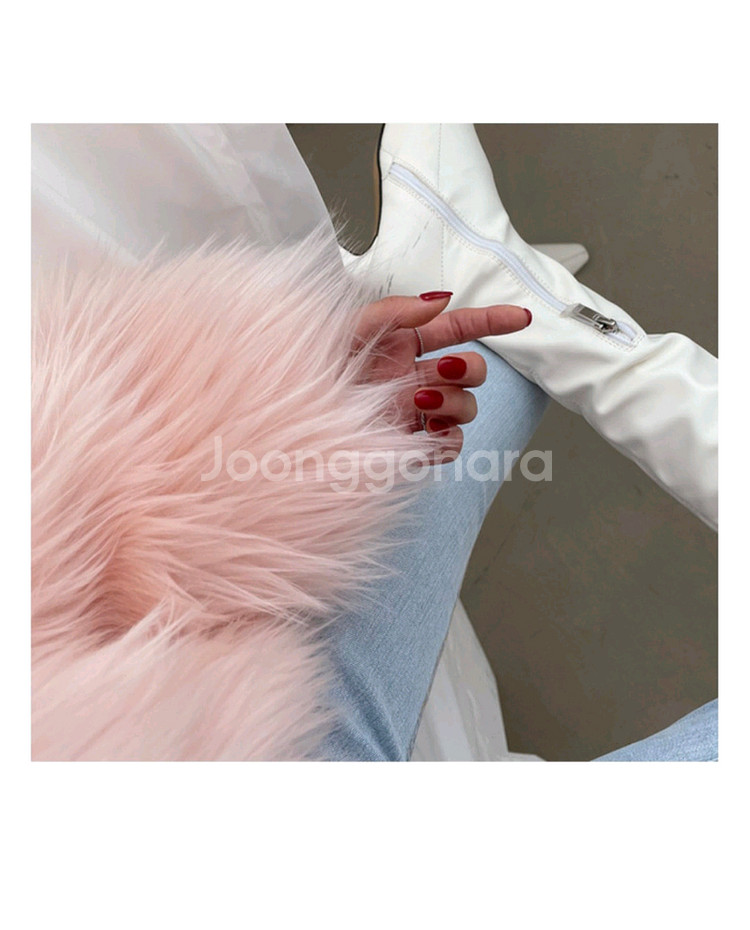 핑크 퍼 자켓 코트 겨울 아우터 페이크 폭스 퍼 자켓--7