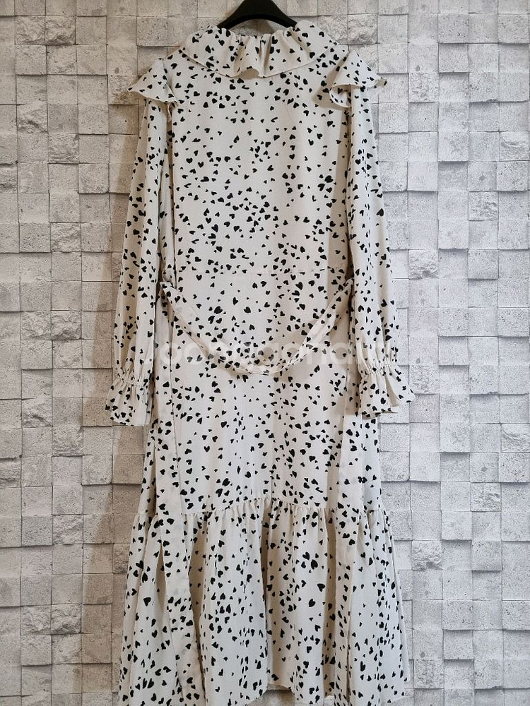 르샵 크림색 불투명쉬폰 롱원피스--2