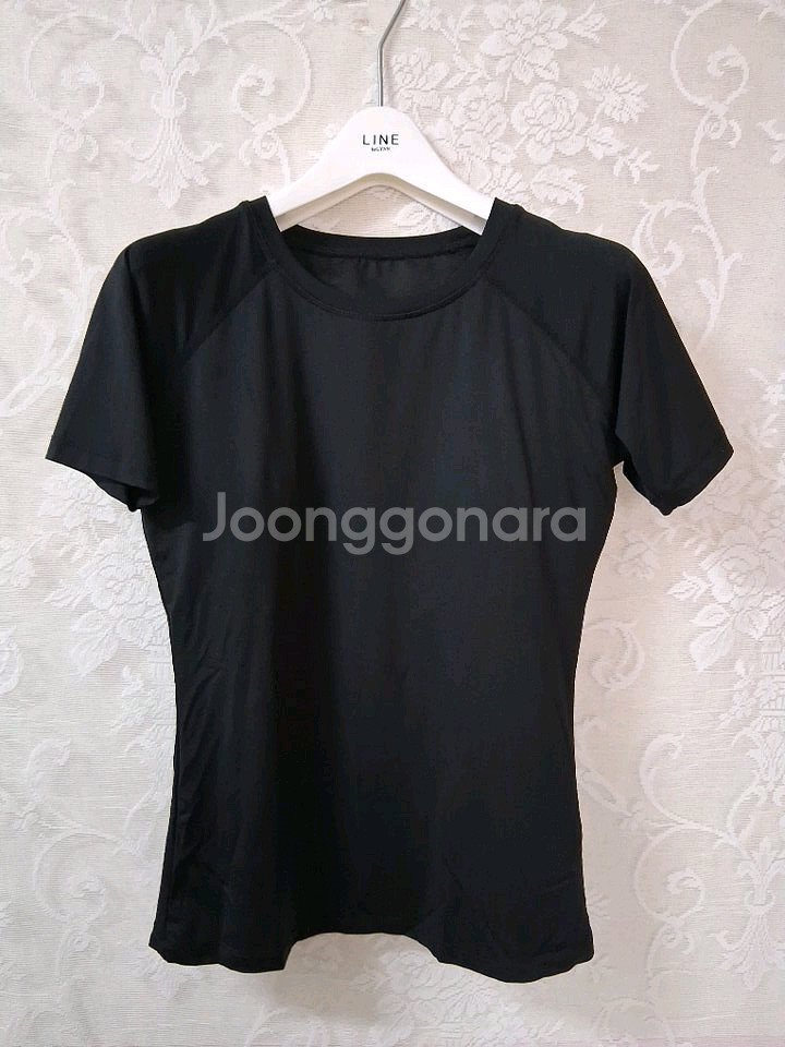 캡내장 검정 져지 반팔 티셔츠 S--0