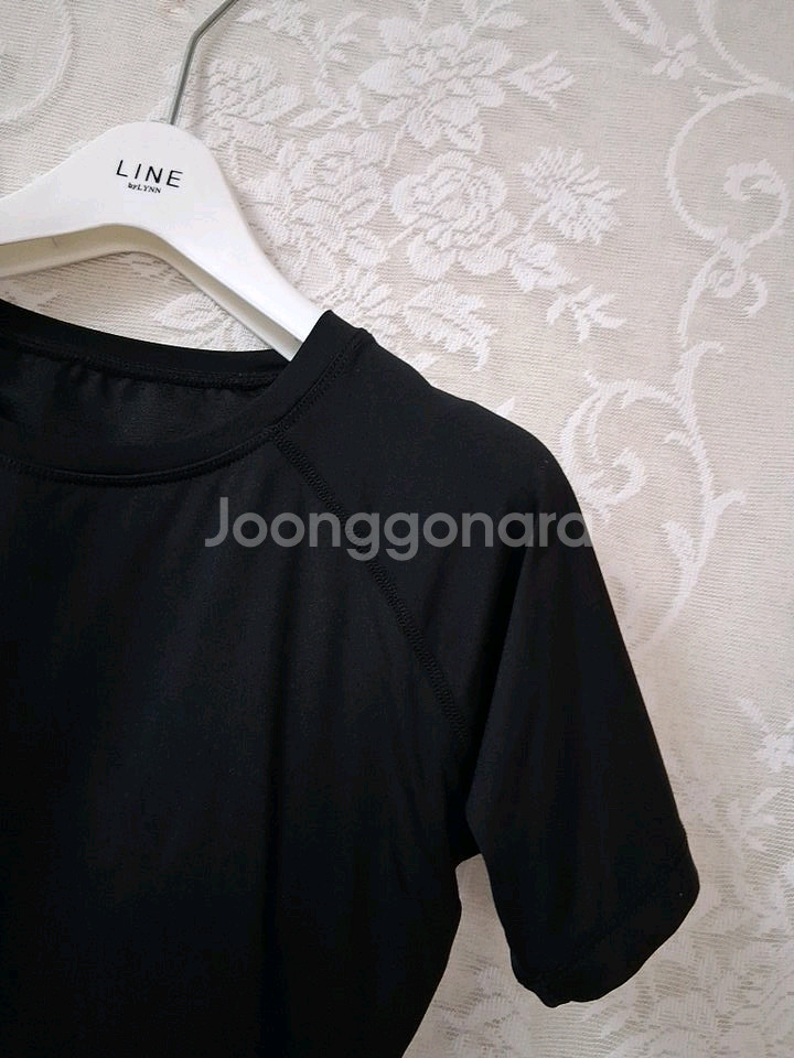 캡내장 검정 져지 반팔 티셔츠 S--1