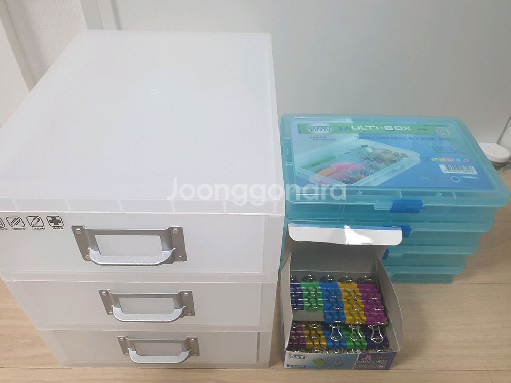 블루투스무선키보드, CASIO 계산기, 멀티박스, 소품함 3단, 더블클립 소형칼라, 행운의 황금지폐 (일괄판매)--2