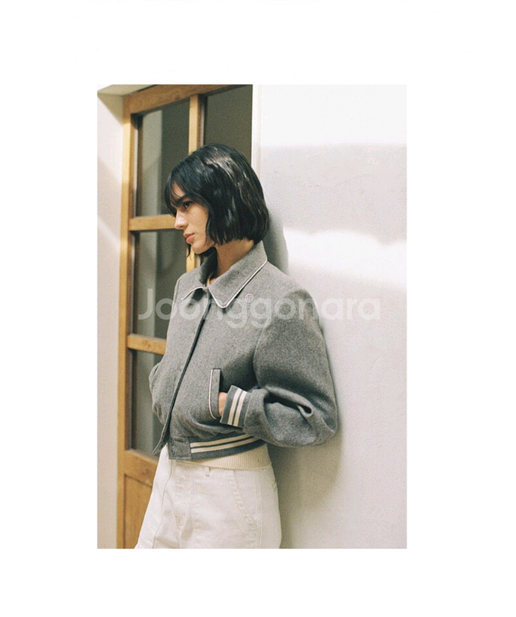 반원아틀리에 울 파이핑 바시티 점퍼_Gray--3