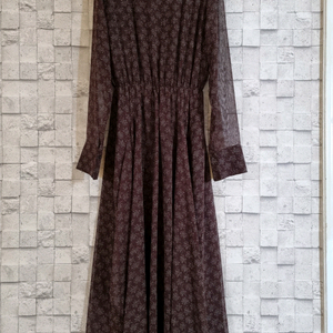 브라운 언발란스 롱쉬폰원피스