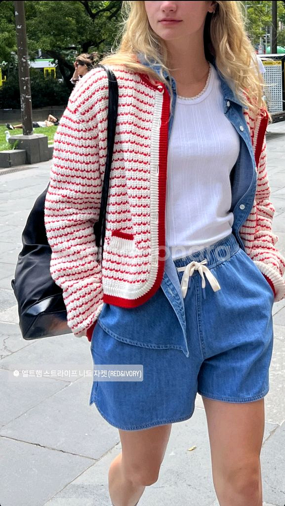 앤유 엘트햄 스트라이프 니트 자켓/가디건--4