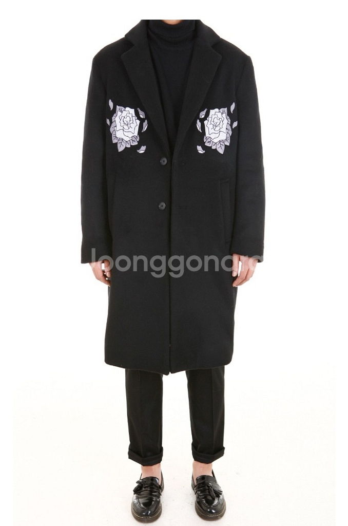 랑베르시오 플라워 싱글코트 (울자수) 팝니다--0