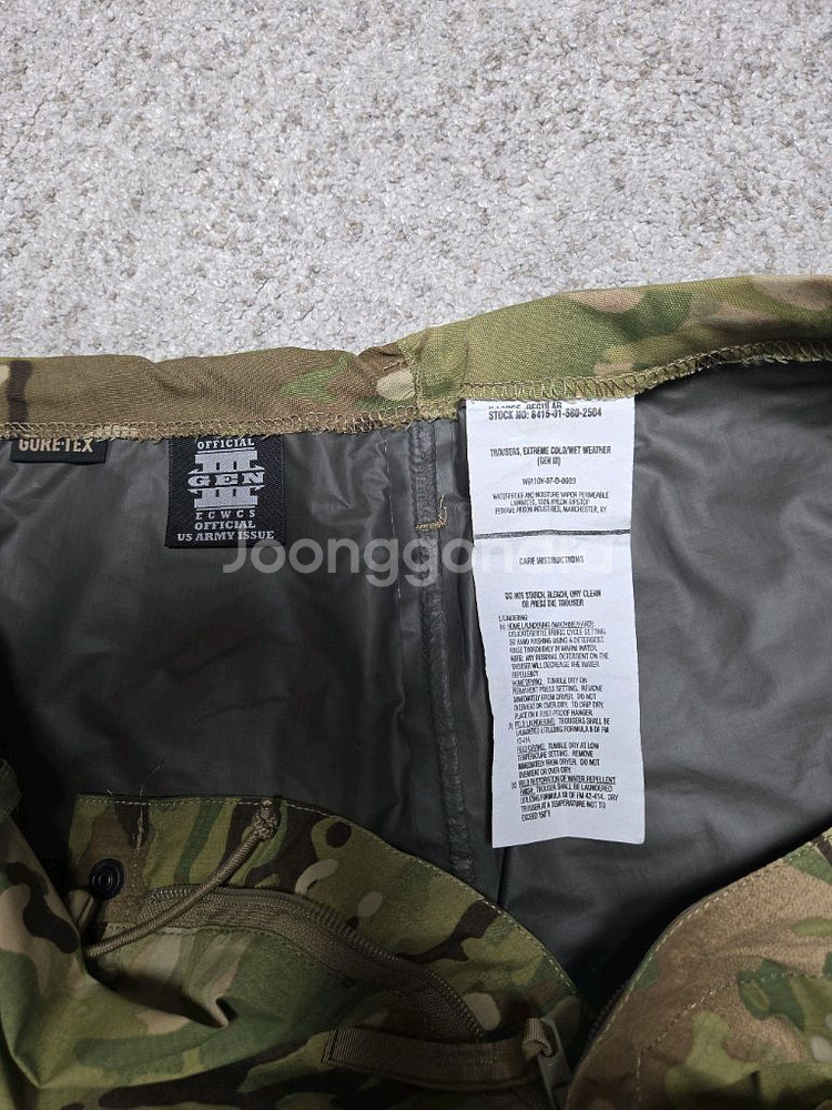 미군 3세대 신형 레벨6 멀티캠 고어텍스 팩라이트 XL 한벌 세트 신품급--3